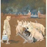 English Na ve school (early 19th century), Two farmyard scenes, Gouache with washes, 16.5 x 16.5cm