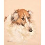 M. Claremont, 20th century, A head study of a dog, mixed media, signed, 16" x 13".