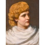 English school, circa 1888, A head study of a young lady, oil on canvas, indistinctly signed and