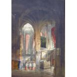 Pilfold Fletcher-Watson (1842-1907) British, A view of the interior of the Cathedral of St. Pierre