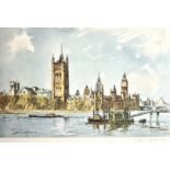 Edward Wesson (1910-1983) British, 'Westminster from Lambeth Bridge', limited edition, signed in