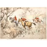 Henry Wilkinson (1921-2011) British, Huntsman giving chase, etching, inscribed signed and