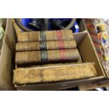 Holy Bible, three volumes, 1817, leather bound, together with another book.