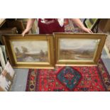 A pair of watercolours depicting landscapes.