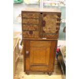 A Japanese table top cabinet and a mahogany cabinet.