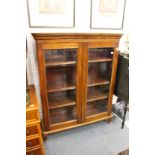 A mahogany two door bookcase.