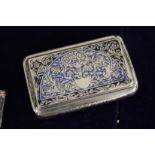 A continental silver and blue enamel snuff box.