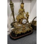 A 19th century French ormolu and alabaster mantle clock.