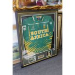 A Graeme Smith signed South African cricket shirt, framed and glazed.