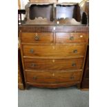 A 19th century mahogany bowfront chest of two short and three long drawers.