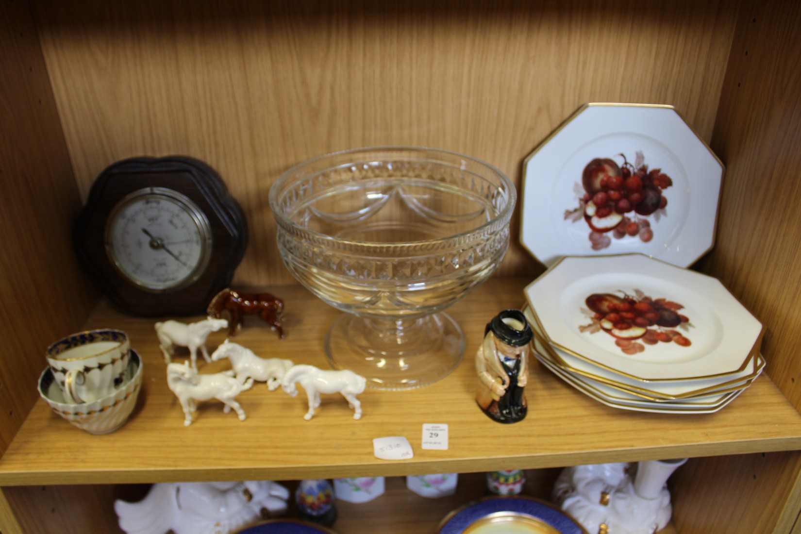 A good cut glass pedestal bowl and other decorative items.