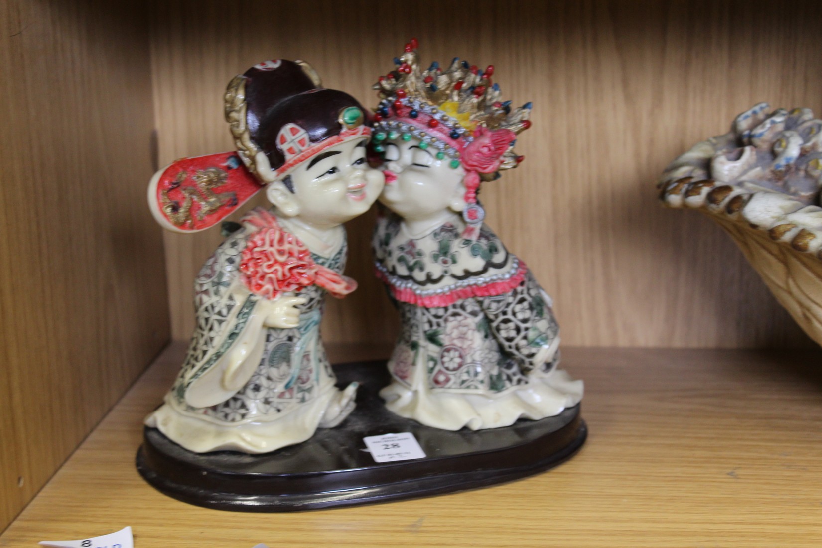 A model of two Chinese children and a moulded floral basket ornament. - Image 2 of 3