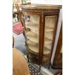 A Vernis Martin style French demi-lune standing display cabinet.