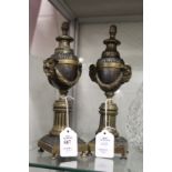 A pair of 19th century bronze classical urn style cassoulets.