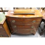 A 19th century mahogany bow fronted three drawer chest.