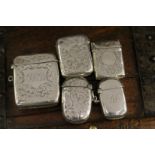 Five various silver vesta cases.