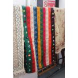 A colourful flat weave Kilim style carpet.