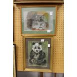 M. Gaston, a study of a cat, signed and dated 2006 together with a study of a panda by the same