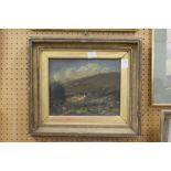 A 19th century English school Mountainous Landscape with a Cottage oil on canvas.