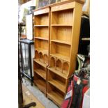 Two pine standing open bookcases.