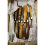 A good collection of woodworking chisels, various makers.