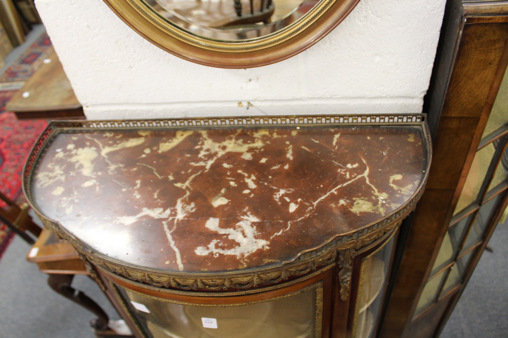A Vernis Martin style French demi-lune standing display cabinet. - Image 3 of 3