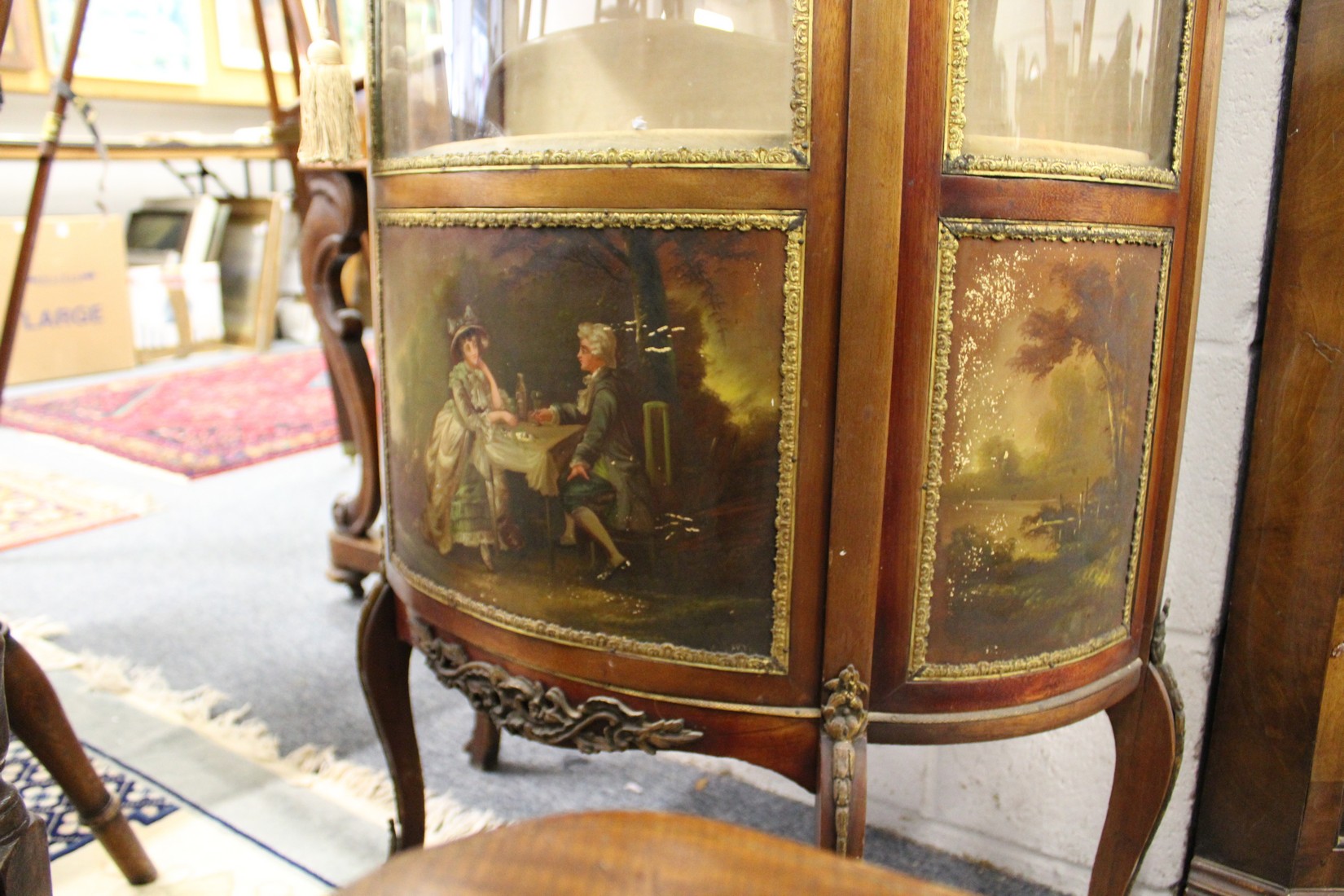 A Vernis Martin style French demi-lune standing display cabinet. - Image 2 of 3