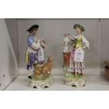 A pair of modern Dresden figures, Shepherd and Shepherdess.