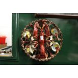 A continental Majolica moulded lobster dish.