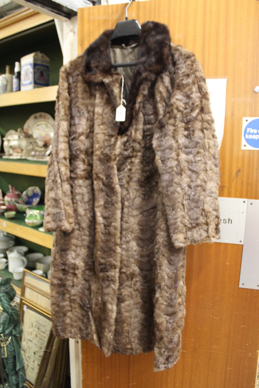 A ladies fur coat.