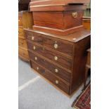 A 19th century mahogany chest of two short and three long drawers (lacking feet).