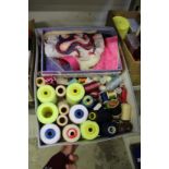 Colourful cotton thread and other textile items.