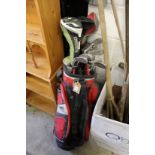 A bag of golf clubs.