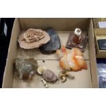 Carved hardstone items etc.