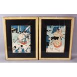 A PAIR OF JAPANESE MEIJI PERIOD WOODBLOCK PRINTS OF WARRIORS - Each depicting a view of a warrior