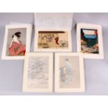 A SET OF FOUR JAPANESE WOODBLOCK PRINTS - FORMINGG PART OF A COLLECTABLE SERIES, each mounted to