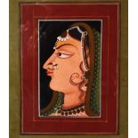 AN INDIAN PORTRAIT PAINTING OF KISHANGARH, mounted, overall 40cm x 35cm