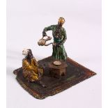 A TURKISH THEME BERGMAN STYLE COLD PAINTED BRONZE FIGURE - depicting two figures smoking and