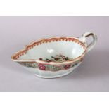 AN 18TH CENTURY CHINESE EXPORT FAMILLE ROSE PORCELAIN SAUCE BOAT, decorated with scenes of flora and