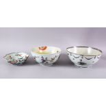 MIXED LOT OF THREE; CHINESE EXPORT BOWL - CHINESE WUCAI DISH - JAPANESE IMARI BOWL, each with