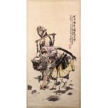 A NICE CHINESE SCROLL PAINTING OF TWO FEMALE FIGURES, the two female figures in a landscpae