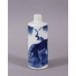 A GOOD MID-19TH CENTURY BLUE AND WHITE SNUFF BOTTLE, painted with a horse, possibly Jingdezhen