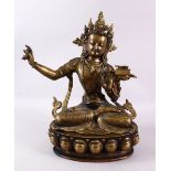 A LARGE CHINESE GILDED SEATED BUDDHA, 44cm high.