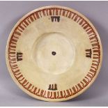 A LARGE NISHABOUR POTTERY PLATE, with motif banded decoration, ( fragile ), 34cm.