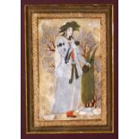 A SAFAVID MINIATURE PAINTING OF A PRINCE, the painting alone 14cm x 9.5cm