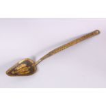 AN OTTOMAN / ISLAMIC GOLD INLAID RELIGIOUS CALLIGIRAPHY SPOON, inlaid gold floral motif and