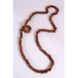 A LARGE SET OF 19TH CENTURY CHINESE TIBETAN MALA RHINO HORN BEAD NECKLACE, comprising of 123
