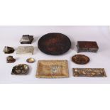 A MIXED LOT OF ELEVEN JAPANESE MEIJI / TAISHO SOFT METAL / ANTIMONY ITEMS, comprising 6 relief