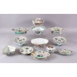 A MIXED LOT OF 12 19TH CENTURY CHINESE FAMILLE ROSE PORCELAIN OBJECTS, to name a few a pair of