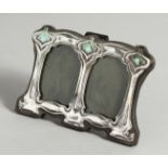 A SMALL ART NOUVEAU STYLE DOUBLE PHOTOGRAPH FRAME 7.5 x 5.5ins